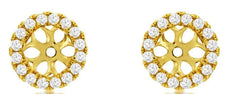 ESTATE 0.29CT DIAMOND 14KT YELLOW GOLD 3D DOUBLE HALO ROUND JACKET EARRINGS