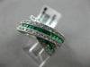 ESTATE LARGE 1.60CT DIAMOND & EMERALD 14KT WHITE GOLD 3D CRISS CROSS X LOVE RING