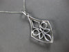 LARGE .56CT DIAMOND 14K WHITE GOLD FLOWER GEOMETRICAL TEAR DROP FLOATING PENDANT