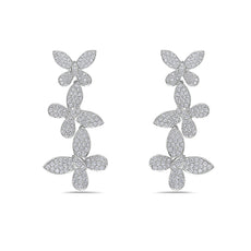 ESTATE LARGE 2.65CT DIAMOND 18KT WHITE GOLD MULTI BUTTERFLY FUN HANGING EARRINGS
