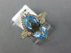 3.74CT DIAMOND & AAA BLUE TOPAZ 14KT YELLOW GOLD MARQUISE & ROUND HALO FUN RING