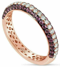 .80CT DIAMOND & AAA PINK SAPPHIRE 18K ROSE & BLACK GOLD WEDDING ANNIVERSARY RING