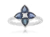 1.67CT DIAMOND & AAA SAPPHIRE 14KT WHITE GOLD PEAR SHAPE & ROUND FLOWER FUN RING