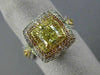 LARGE 2.05CT WHITE PINK & FANCY YELLOW DIAMOND 18K 2TONE GOLD 3D ENGAGEMENT RING