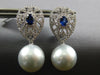 2.16CT DIAMOND & SAPPHIRE & AAA SOUTH SEA PEARL 18K WHITE GOLD HANGING EARRINGS