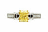 ESTATE 1.76CT WHITE & FANCY YELLOW DIAMOND 18KT TWO TONE GOLD 3D ENGAGEMENT RING