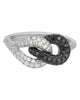 ESTATE 1.07CT WHITE & BLACK DIAMOND 18K WHITE & BLACK GOLD DOUBLE LOVE KNOT RING