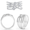 WIDE .45CT DIAMOND 14KT WHITE GOLD MULTI FLOWER INFINITY CRISS CROSS LOVE RING