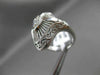 ANTIQUE LARGE OLD MINE DIAMOND 14KT WHITE GOLD FILIGREE NORTH SOUTH RING #19850