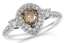 1.29CT WHITE & FANCY YELLOW DIAMOND 18KT WHITE GOLD PEAR SHAPE ENGAGEMENT RING