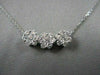 ANTIQUE 1.14CT ROUND CUT DIAMOND 14KT WHITE GOLD CLASSIC TRIPLE FLOWER PENDANT