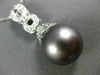 ESTATE .40CT DIAMOND & AAA TAHITIAN PEARL 18K WHITE GOLD FILIGREE PENDANT #21600