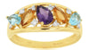 1.24CT DIAMOND & AAA MULTI GEM 14KT YELLOW GOLD 3D PEAR SHAPE & ROUND FUN RING