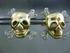 ESTATE .20CT DIAMOND 14K WHITE YELLOW GOLD PIRATE SKULL SCREW BACK STUD EARRINGS
