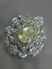 ESTATE 1.91CT WHITE & FANCY YELLOW DIAMOND 14K 2TONE GOLD FLOWER ENGAGEMENT RING
