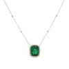 LARGE 9.99CT DIAMOND & AAA EMERALD 18K 2 TONE GOLD CUSHION & ROUND LOVE NECKLACE
