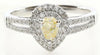 .93CT WHITE & FANCY YELLOW DIAMOND 18KT WHITE GOLD 3D PEAR SHAPE ENGAGEMENT RING
