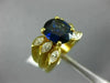 ESTATE LARGE 3.10CT DIAMOND & AAA SAPPHIRE 18K YELLOW GOLD 3 ROW ENGAGEMENT RING