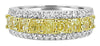 LARGE 2.58CT WHITE & FANCY YELLOW DIAMOND 18K 2 TONE GOLD 3 ROW ANNIVERSARY RING