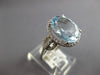 LARGE 4.6CT DIAMOND & AAA AQUAMARINE 14K WHITE GOLD OVAL & ROUND ENGAGEMENT RING