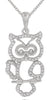 ESTATE .19CT DIAMOND 14KT WHITE GOLD 3D HAPPY OWL FUN FLOATING PENDANT