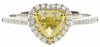 .90CT WHITE & FANCY YELLOW DIAMOND 18K 2 TONE GOLD TRILLION & ROUND CLASSIC RING