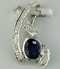 ESTATE .99CT DIAMOND & AAA SAPPHIRE 14KT WHITE GOLD OVAL & ROUND X LOVE PENDANT