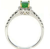 .98CT DIAMOND & AAA EMERALD 18KT 2 TONE GOLD SQUARE & ROUND HALO ENGAGEMENT RING