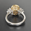 3.69CT DIAMOND & AAA EMERALD 18KT 2 TONE GOLD OVAL BEZEL 3 STONE ENGAGEMENT RING