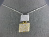 ESTATE LARGE .88CT DIAMOND 18KT WHITE & YELLOW GOLD 3D DOUBLE SQUARE FUN PENDANT