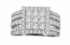 LARGE 2.0CT DIAMOND 14KT WHITE GOLD SQUARE CLUSTER SEMI ETERNITY PROMISE RING