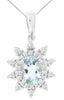 .93CT DIAMOND & AAA AQUAMARINE 14KT WHITE GOLD OVAL & ROUND FLORAL STAR PENDANT