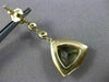 ESTATE 7.05CT DIAMOND & GREEN AMETHYST 14K YELLOW GOLD TRILLION HANGING EARRINGS