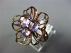 ESTATE LARGE 5.80CT DIAMOND & AAA AMETHYST 14K ROSE GOLD 3D FLOWER ROSE FUN RING