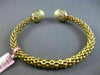 ESTATE WIDE 1.20CT DIAMOND 14KT YELLOW GOLD 3D FLOWER FLEXIBLE BANGLE BRACELET