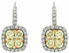 ESTATE 1.12CT WHITE & FANCY YELLOW DIAMOND 14KT WHITE GOLD 3D HANGING EARRINGS