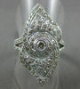 ESTATE WIDE 1.03CT DIAMOND 14KT WHITE GOLD 3D FILIGREE ETOILE DOUBLE HEART RING