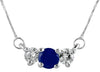 ESTATE .69CT DIAMOND & AAA SAPPHIRE 14K WHITE GOLD CLASSIC 3 STONE LOVE NECKLACE