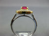 ESTATE WIDE 1.64CT DIAMOND & AAA SAPPHIRE 14K 2 TONE GOLD SQUARE ENGAGEMENT RING
