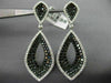 LARGE 6.70CT WHITE & BLACK DIAMOND 14KT WHITE GOLD 3D DROP LEAF HANGING EARRINGS