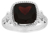 LARGE 4.85CT DIAMOND & AAA GARNET 14KT WHITE GOLD CUSHION & ROUND HALO FUN RING