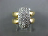 ESTATE LARGE .84CT DIAMOND 18KT 3D 2 TONE GOLD RECTANGULAR PAVE DOUBLE FUN RING