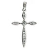 ESTATE .25CT DIAMOND 14KT WHITE GOLD 3D CLASSIC ROUND CROSS FLOATING PENDANT