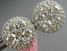 EXTRA LARGE 2.35CT DIAMOND 14KT WHITE GOLD CLUSTER INVIISBLE HALO STUD EARRINGS