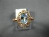 ESTATE .74CT DIAMOND & AAA AQUAMARINE 14K ROSE GOLD 3D OPEN FILIGREE FLOWER RING