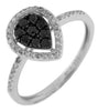 .41CT WHITE & BLACK DIAMOND 14KT WHITE & BLACK GOLD CLUSTER PEAR SHAPE HALO RING