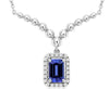 .70CT DIAMOND & AAA TANZANITE 14KT WHITE GOLD EMERALD CUT & ROUND LOVE NECKLACE
