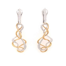 ESTATE .40CT DIAMOND 18KT 2 TONE GOLD MULTI HEART INFINITY FUN HANGING EARRINGS