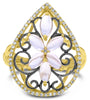 1.72CT DIAMOND & AAA PINK TOPAZ 14KT YELLOW GOLD MARQUISE & ROUND TEAR DROP RING