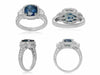 LARGE GIA CERTIFIED 5.21CT DIAMOND & AAA SAPPHIRE 18K WHITE GOLD ENGAGEMENT RING